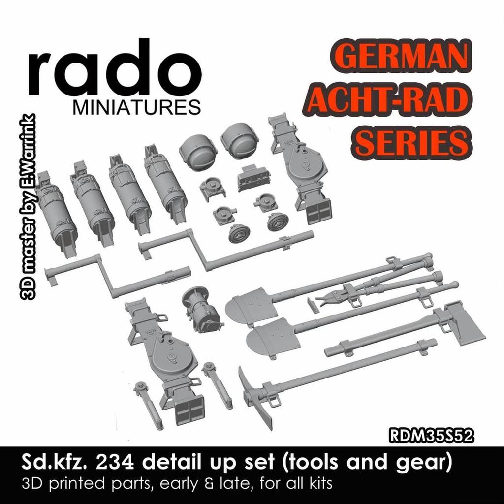 Rad Miniatures 1/35 WW2 German Sd.Kfz.234 Heavy Armored Car Series Detail Up Set RDM35S52 3D Printed Plastic Model Kit Accessories