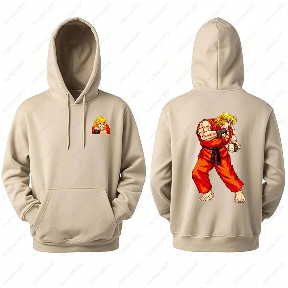 Street Fighter Men's Hoodie Anime Game Print Casual Long-sleeved Sweatshirt Double-sided Streetwear for Autumn ropa de hombre