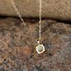 Female Crystal White Opal Stone Round Pendant Necklace Vintage Gold Color Wedding  For Women