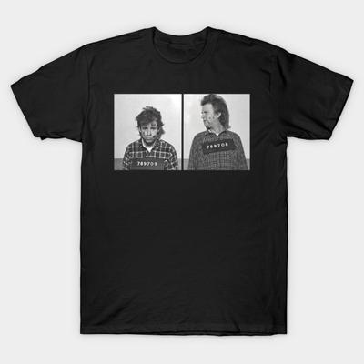 Men Black Print T-shirt Bob And Doug Mckenzie Mugshots - Strange Brew Movie No-Cut Transfer Paper Print Cotton Tshirt
