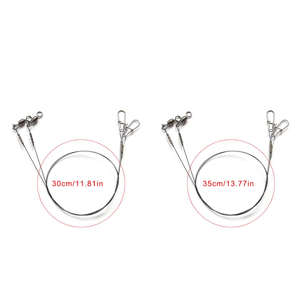 2Pcs Fishing Wire Leader Fishing Line Heavy Duty Leaders Wire Leader Line with Swivels & Snap Wire 30cm/35cm