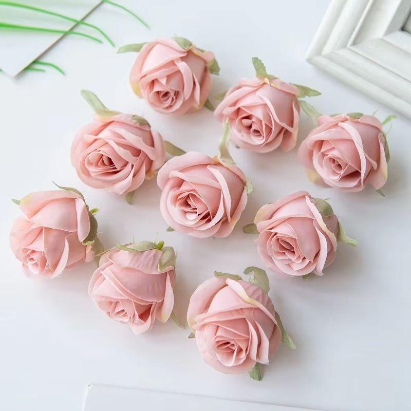 

100Pcs Cheap Rose Heads For Home Wedding Supplies Decoration DIY Christmas Garland Accessories Scrapbook Silk Artificial Flowers 50Pcs