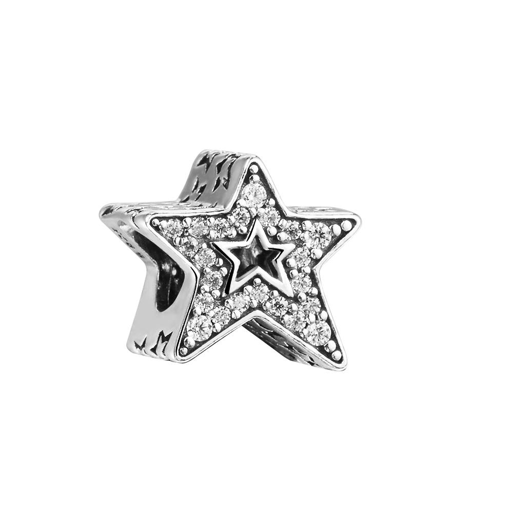

Fits Europe Bracelet Argent 925 Sterling Silver Sparkling Asymmetric Star Charms Beads for Jewelry Making Kralen 2022 New