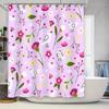 Floral Birds Bath Shower Curtain Pink Decorative Waterproof Fabric Decoration for Home Bathroom Decor
