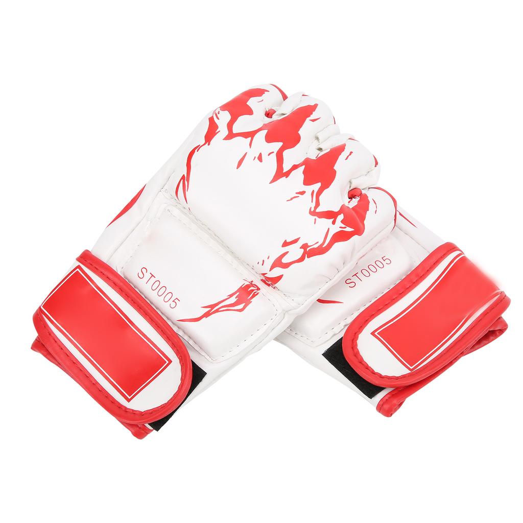 Professional MMA Fingerless Gloves PU Leather Punching Bag Sanda Boxing GlovesWhite Bottom Red Claw