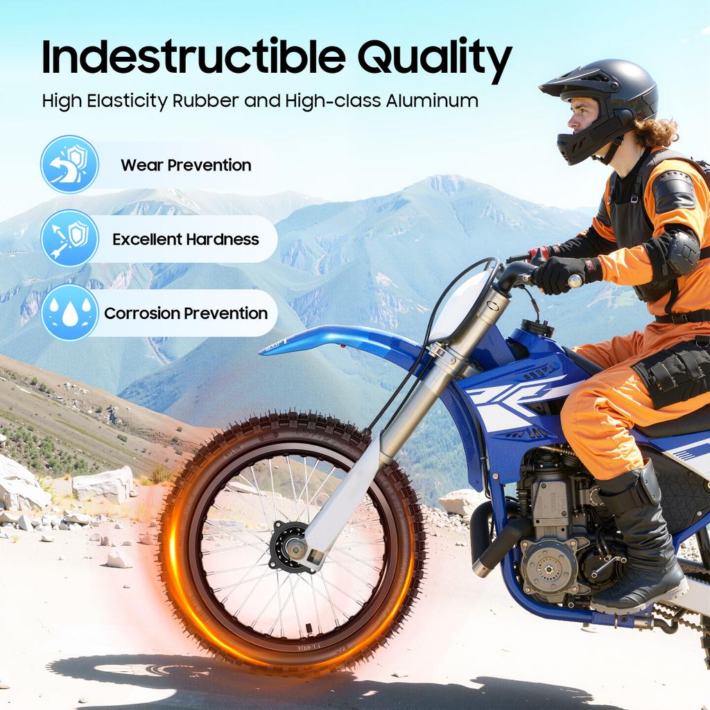 80/100-12 60/100-14 Motorcycle Tires Wheels Set, High-Grip Rubber with Aluminum Rim for Pit Dirt Bike, 200kg Load, 2-Pc Combo