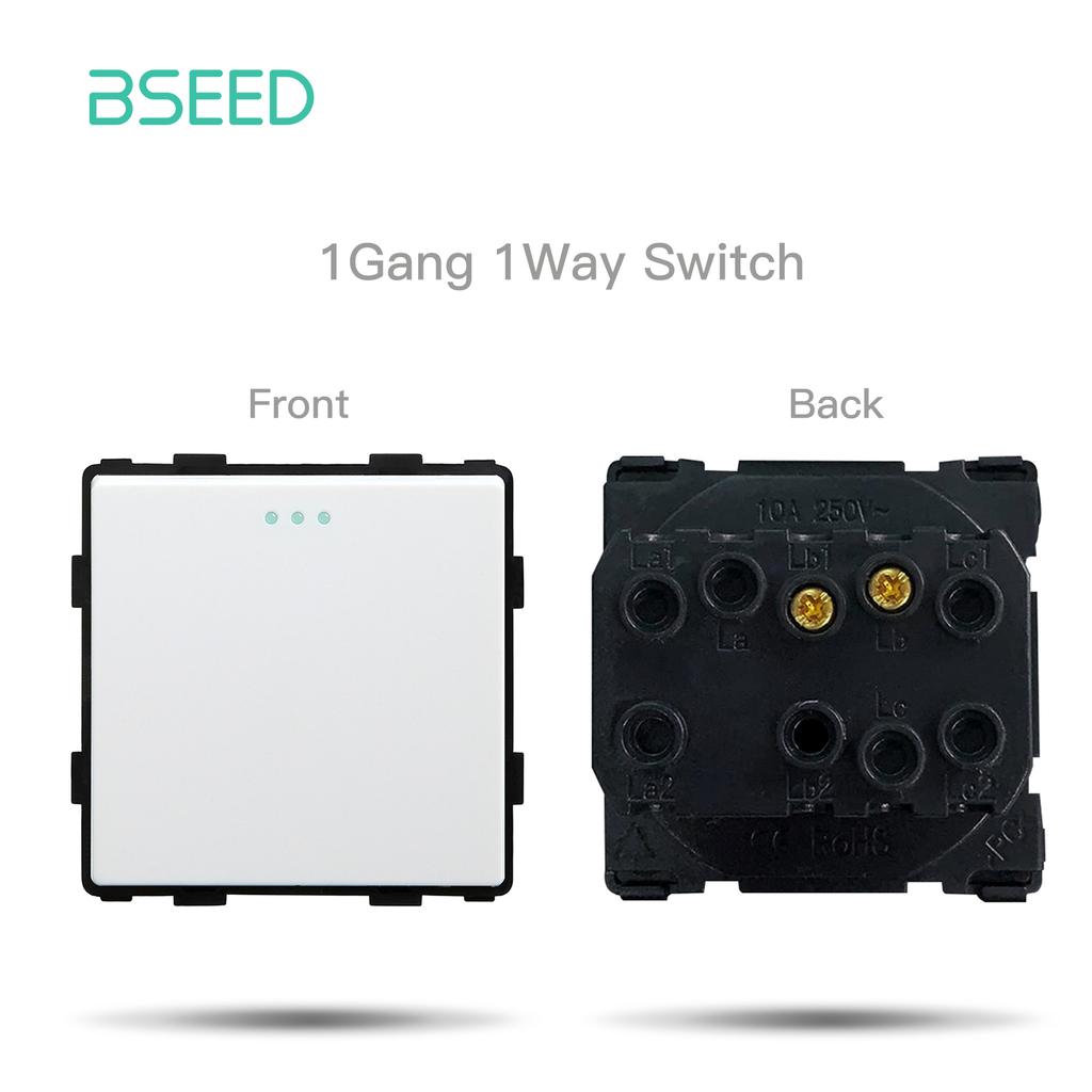 BSEED Matte Plastic Frames EU/French Wall Socket Plug Type-c USB Power Sockets Mechanical Button Switches Function Parts Only