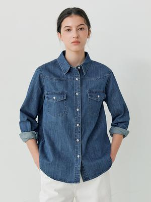 LE STUDIO Two-Pocket Denim Shirt (Dbl)