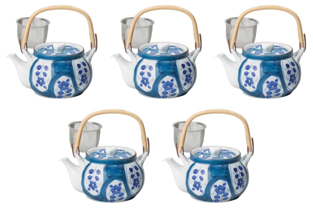 Set of 5 Wooden Ceramic Teapots with Flower Edges 6 X 11 Cm 800 Arita Ware Teapots Arita Ware Setomonohonpo U-Shaped No. [14.5 Cc]