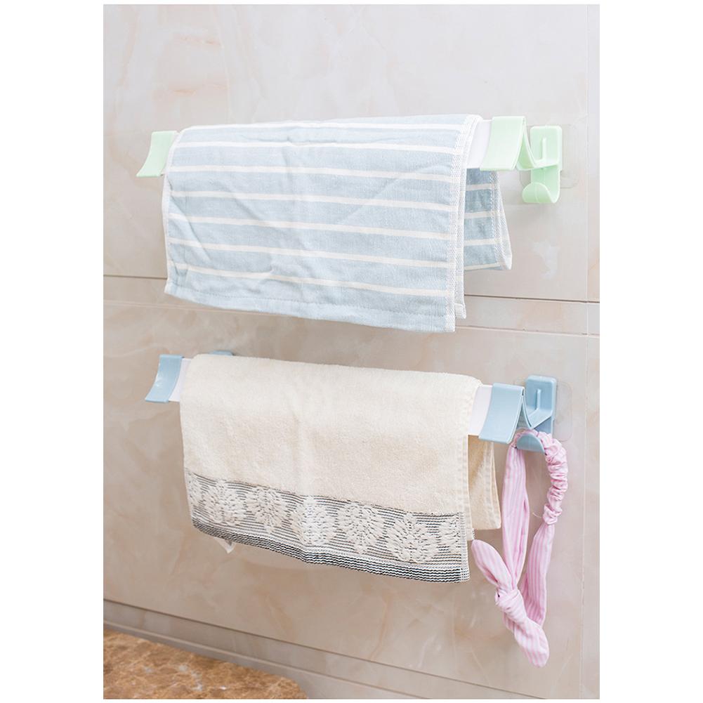 Nail-free Bathroom Towel Rack Traceless Storage Shelf Bath Towel Hanger Tower Bar Decoration