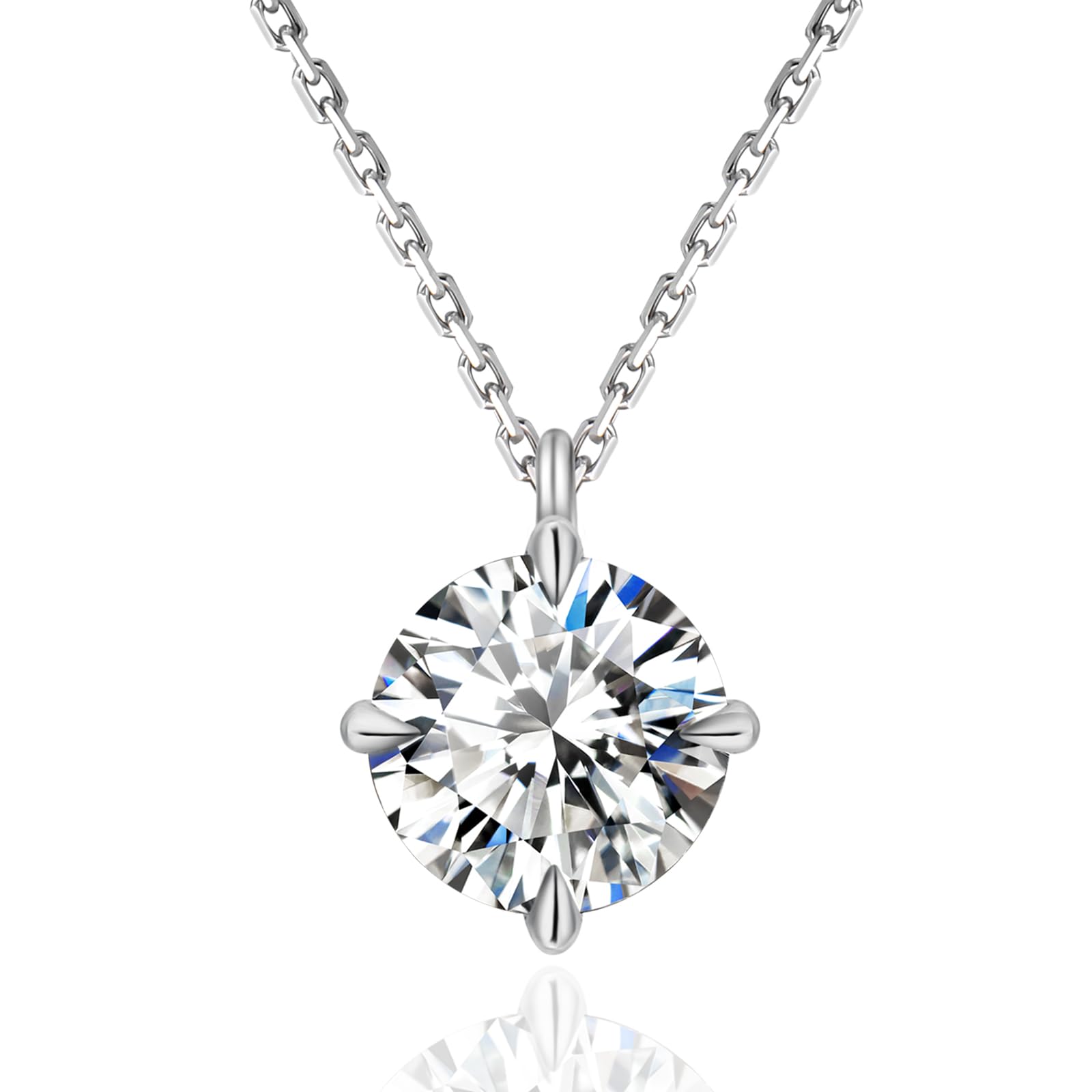 

Moissanite Necklace for Single Diamond 1ct Moissanite S925 Silver Necklace Adjustable Gift for Women [KRKCLIFE] Women, Necklace, Pendant, Chain,