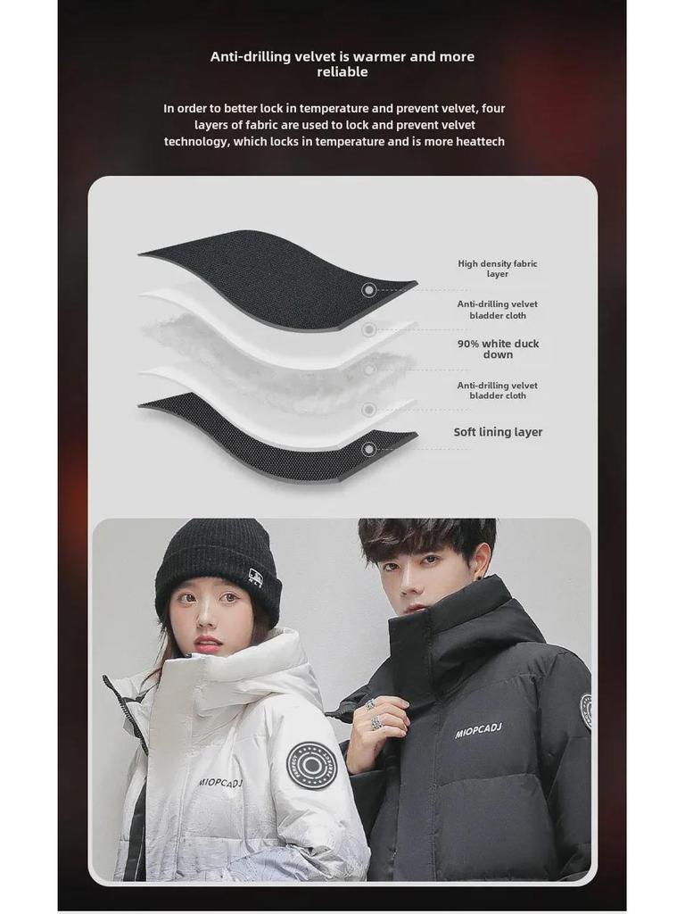 Geacă de puf cu glugă cu gradient de iarnă 2023 – Stil unisex lung de munte zăpezii