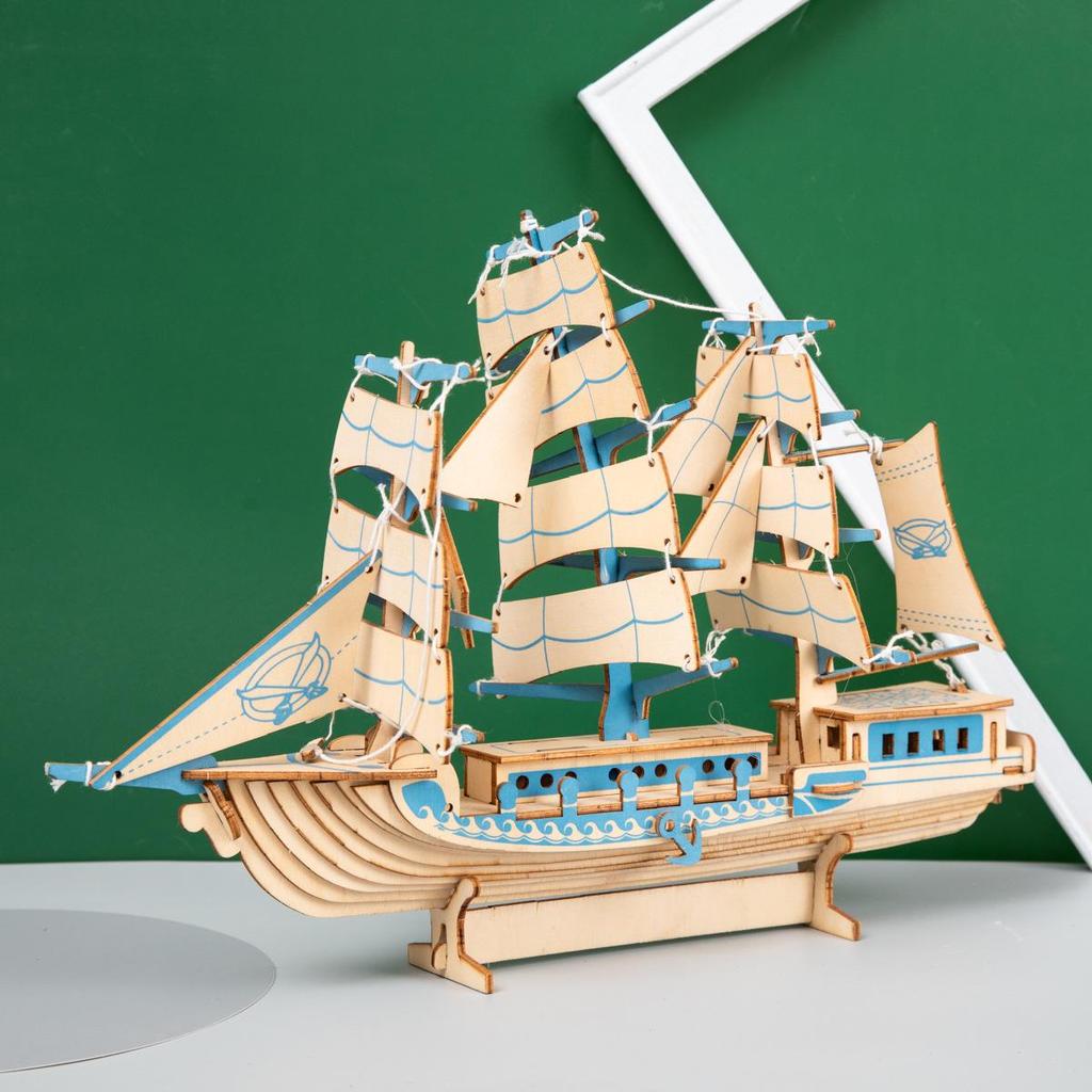 Cross-Border Wooden 3D Puzzle DIY Educational Model Toy for Kids