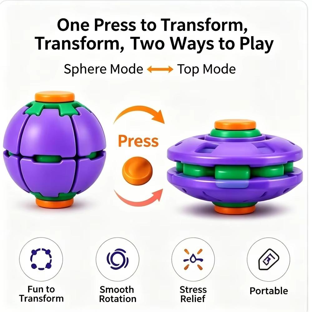 Transforming Fidget Spinner Ball Press To Spin Stress Relief Toy Deformation Sensory Finger Spinner For Kids Adults Relief Gift