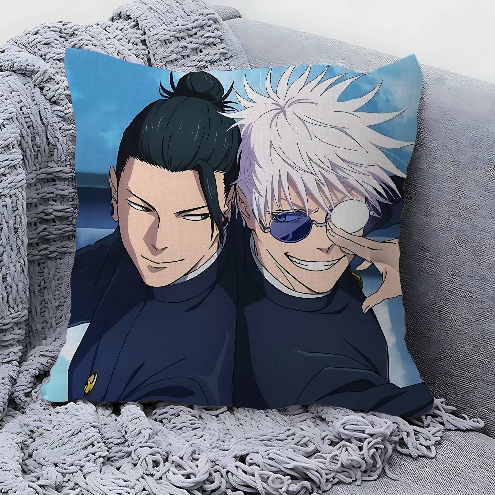J-Jujutsu K-Kaisen G-Gojo Anime Cushion Cover Car Throw Pillow Case For Sofa Car Christmas Gift 40x40cm 45x45cm