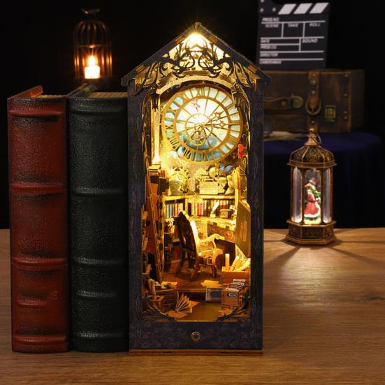 1 Set DIY Book Nook Kit Realistic Smooth Edge Precisely Cut Easy to Assemble Imagination Cultivation Dollhouse 3D DIY Book Nook Shelf Insert Decor for