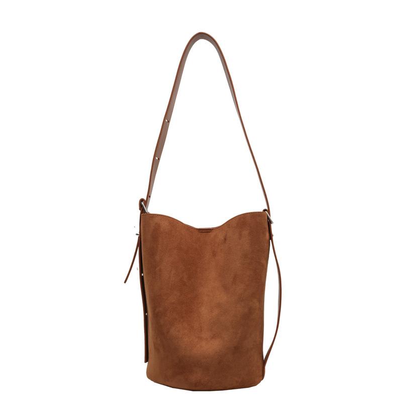 

Large Capacity Women s Bucket Bag PU Leather Frosted Shoulder Bag Brand Designer Fashiable Diagal Cross Bag Women Handbag 31cmX21cmX22cm коричневый