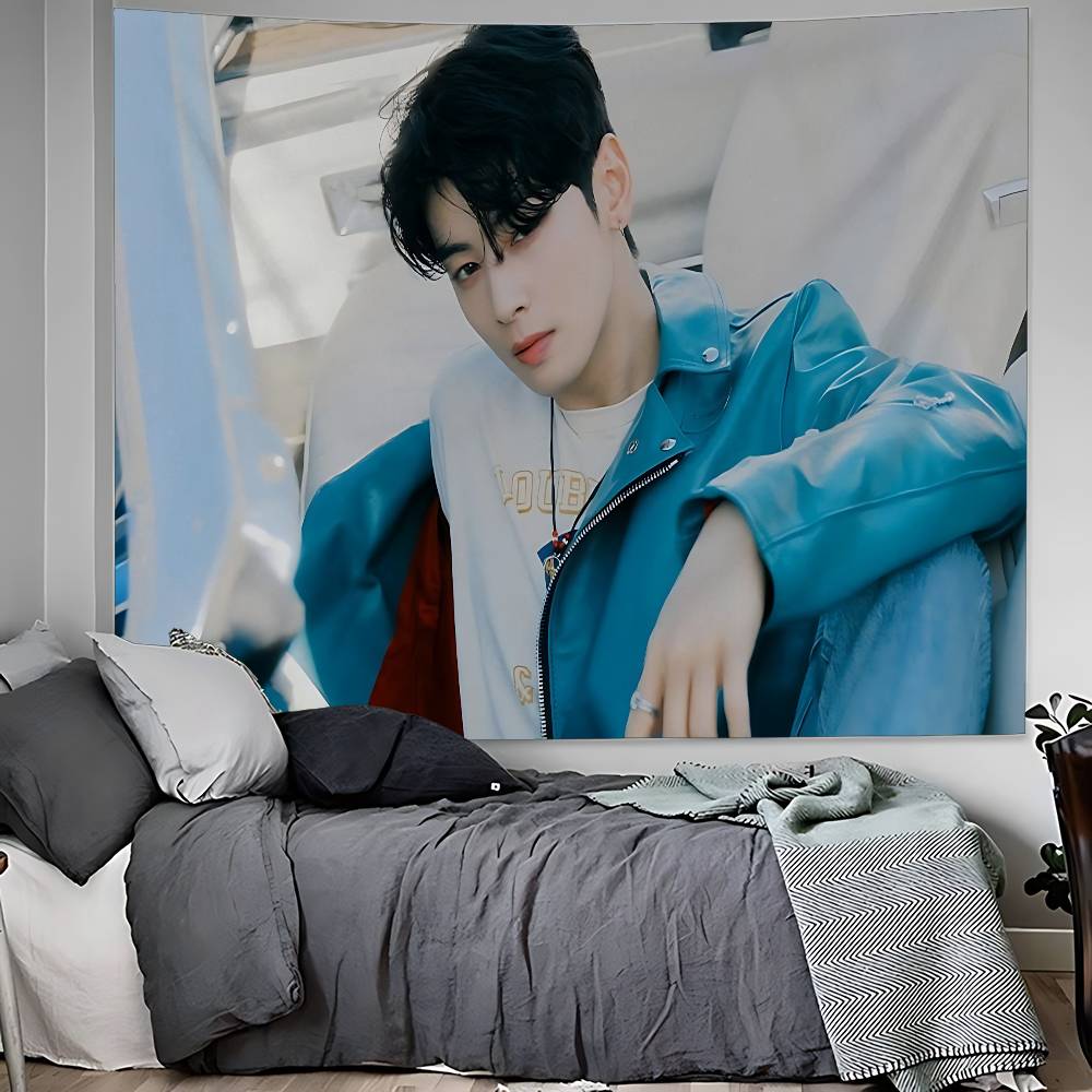 Kpop A-Astro Cha Eun Woo Chart Tapestry Art Science Fiction Room Home Decor Cheap Hippie Wall Hanging