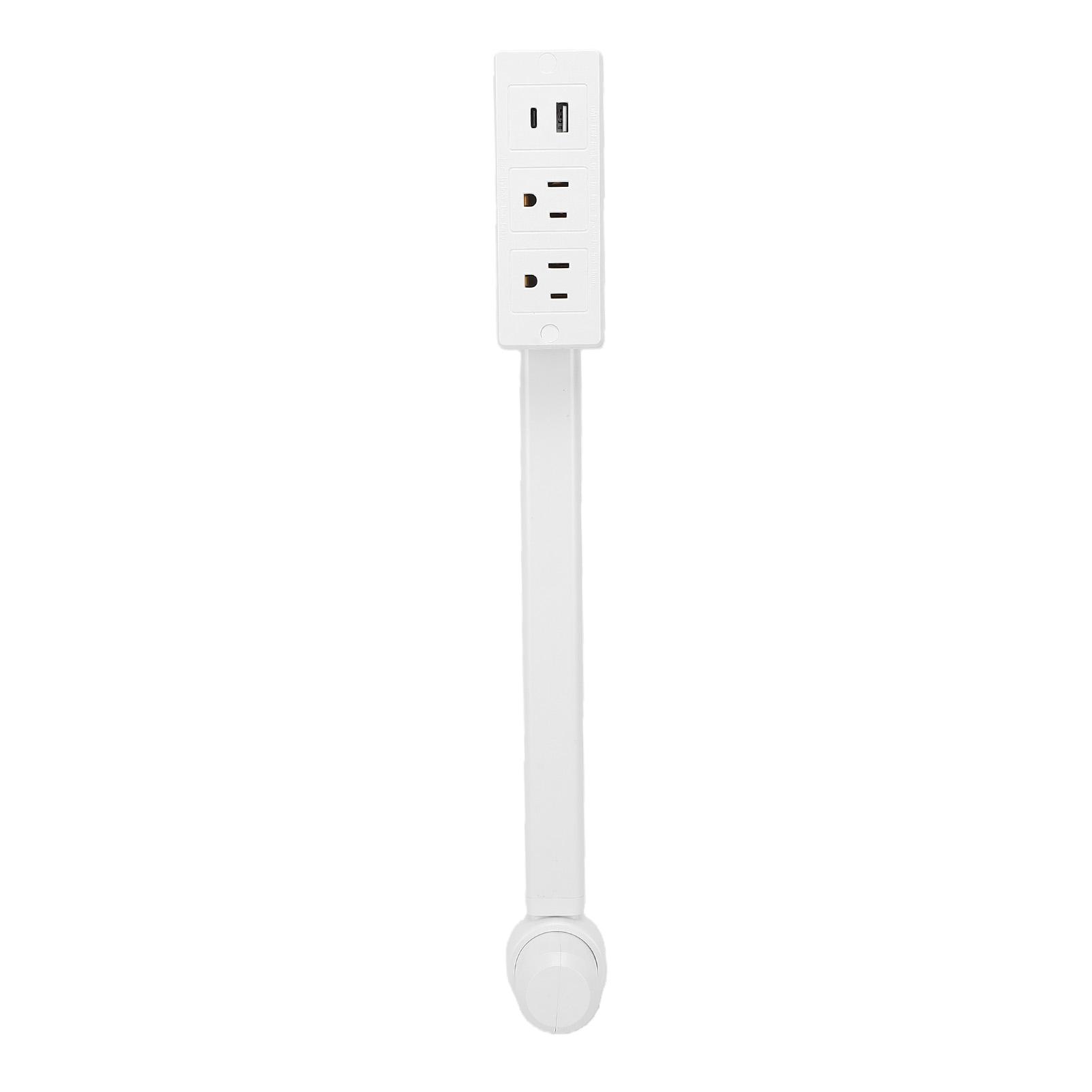 

Outlet Extender Stick with 2 AC Outlets USB A Type C Ports 90 Degree Rotating Extendable 17 27in for Nightstands Sofa