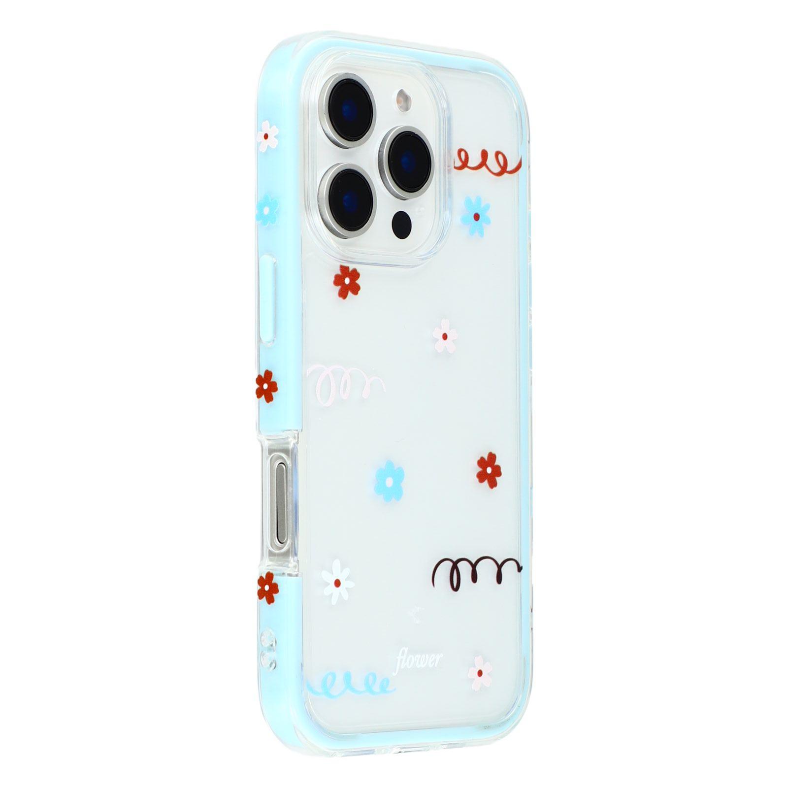 

For iPhone 16 Pro Max Case Sunflower Series TPU+Acrylic Clear Phone Back Cover Baby Blue