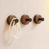 Strong Adhesive No-Drill Hook: Walnut Wood Key, Towel & Clothes Hanger for Bathroom & Hallway