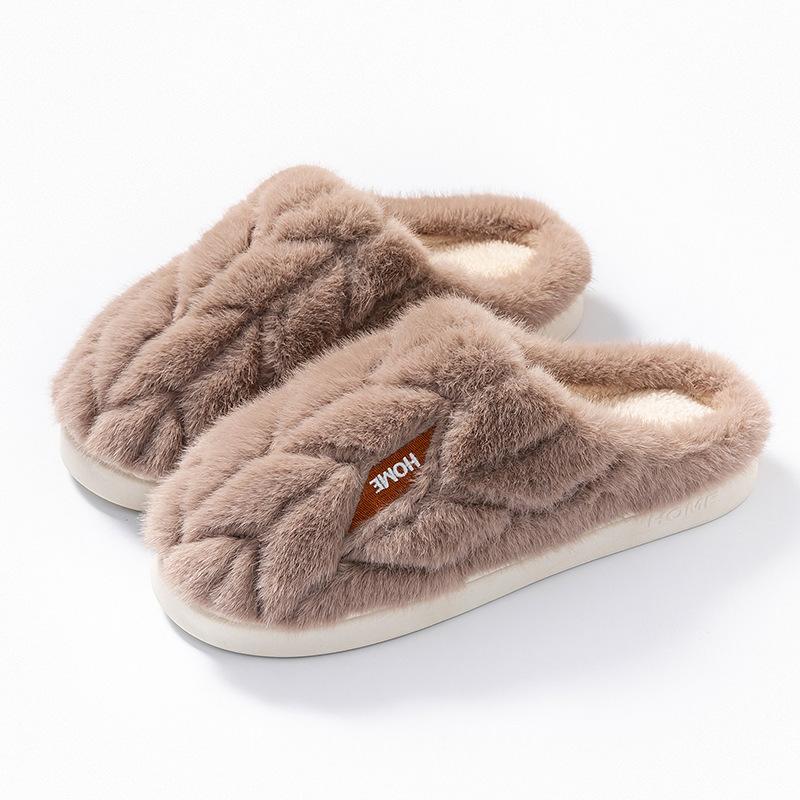 Autumn and winter rebound cotton slippers thick bottom velvet warm indoor home hotel couple hair slippers
