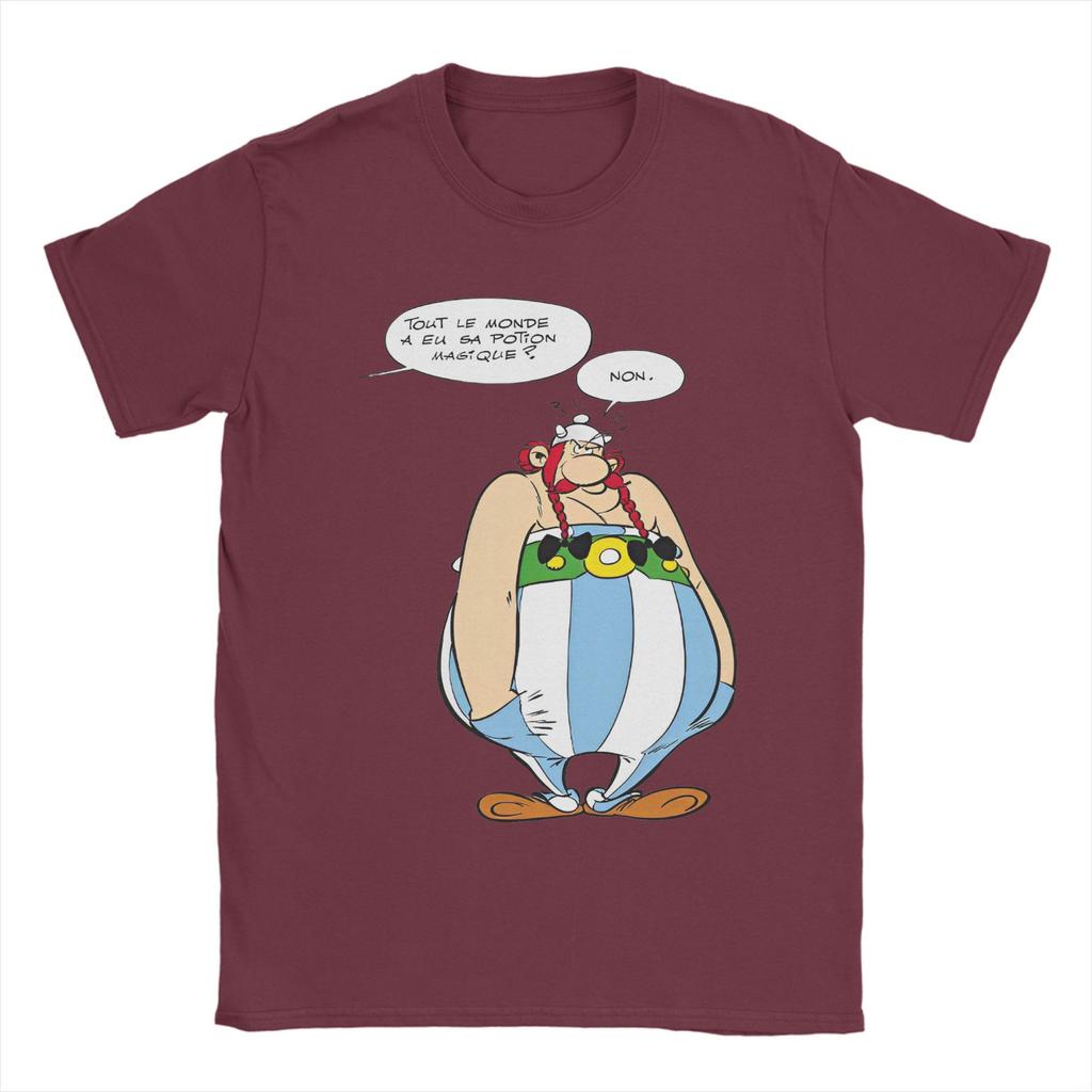 Men's Asterixes Speach Bubbles T Shirts Cartoon Obelixes 100% Cotton Tops Unique Short Sleeve Crewneck Tee Shirt Summer T-Shirt