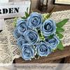 9 Heads Real Happy Imperial Rose Flower Mini Photography Photo Gift Valentine's Day Flowers 10 Colors Crystal Grass Bouquet