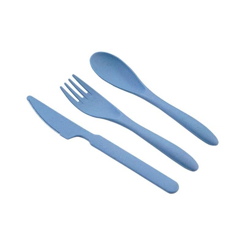 Wheat Straw Student Portable Knife, Fork and Spoon Set, Children's Three-piece Set for Western Cuisine, Dinner Spoon and Fork