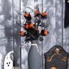 Halloween Plant Arrangement Realistic Flower Stem with Artificial Pumpkin and Black Leaf for Party Table Centerpieces