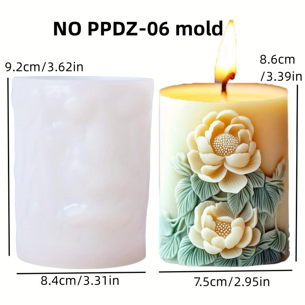 Blooming Flower Bud Relief Cylindrical Candle Silicone Mold Peony Leaf Relief Resin Mould Lily Rose Flower Relief Gypsum Molds