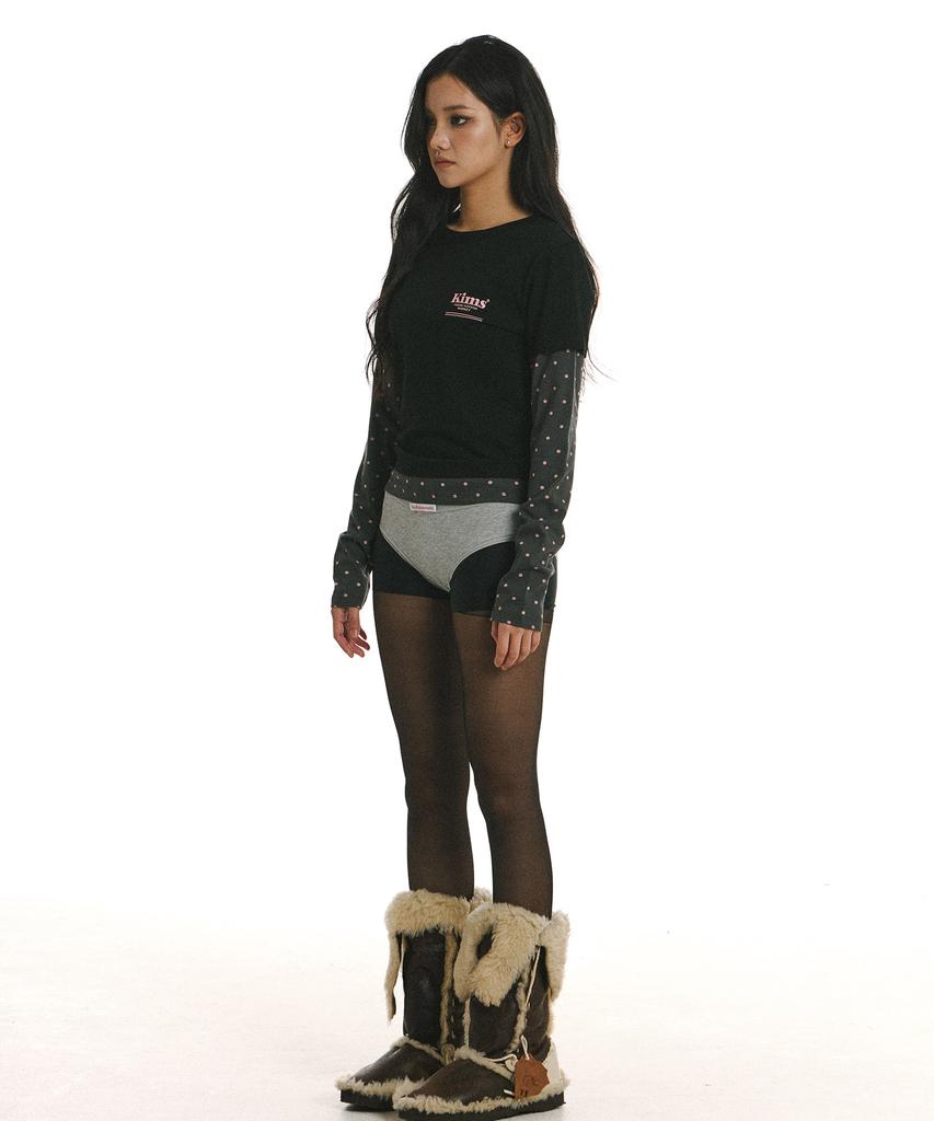 Kimseupeulesikoteunmakes Chic Dot Layered Long Sleeve T-Shirt Black