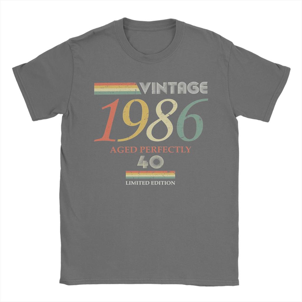 Cool Vintage 1986 40th Birthday Gift TShirts Unisex Crewneck Pure Cotton T Shirt 40 Years Old Short Sleeve Tees Adult Clothes