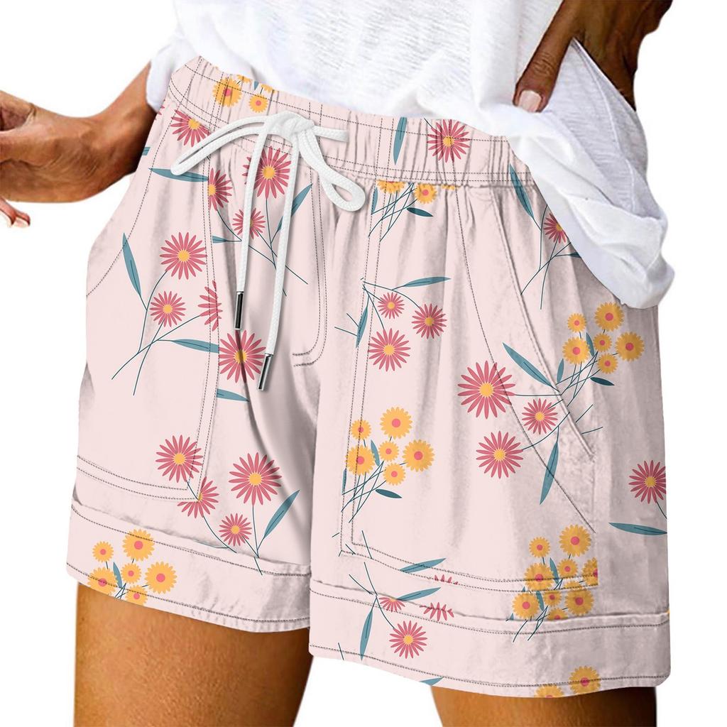 Damen Casual Sommer Elastische Strandshorts Print Casual Shorts