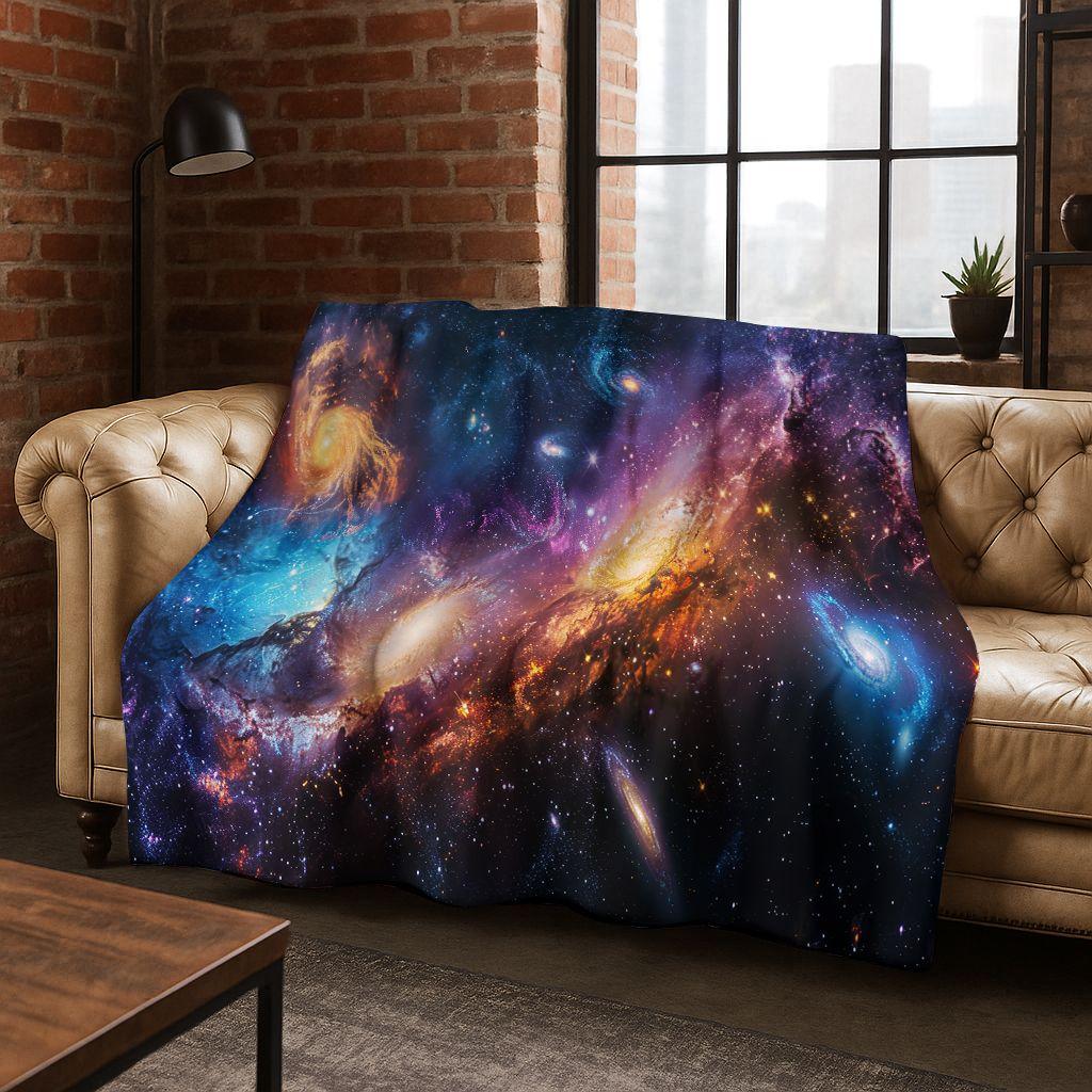 Dreamy Galaxy Universe Space Stars Black Hole Earth Flannel Blanket,Cozy Soft Throw Blanket for Home Bedroom Bed Sofa Cover Gift