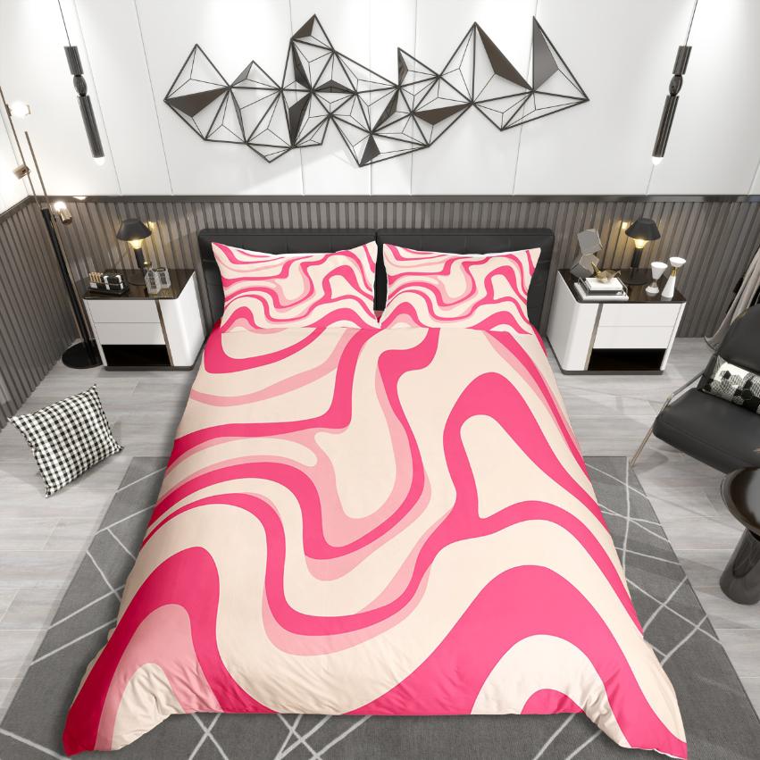 

Homewish Modern Geometric Aesthetic Duvet Cover Set,Stripes Lines Comforter Cover Set,Pink White Bed Set For Children DE XS 100x135cm 2pcs&set