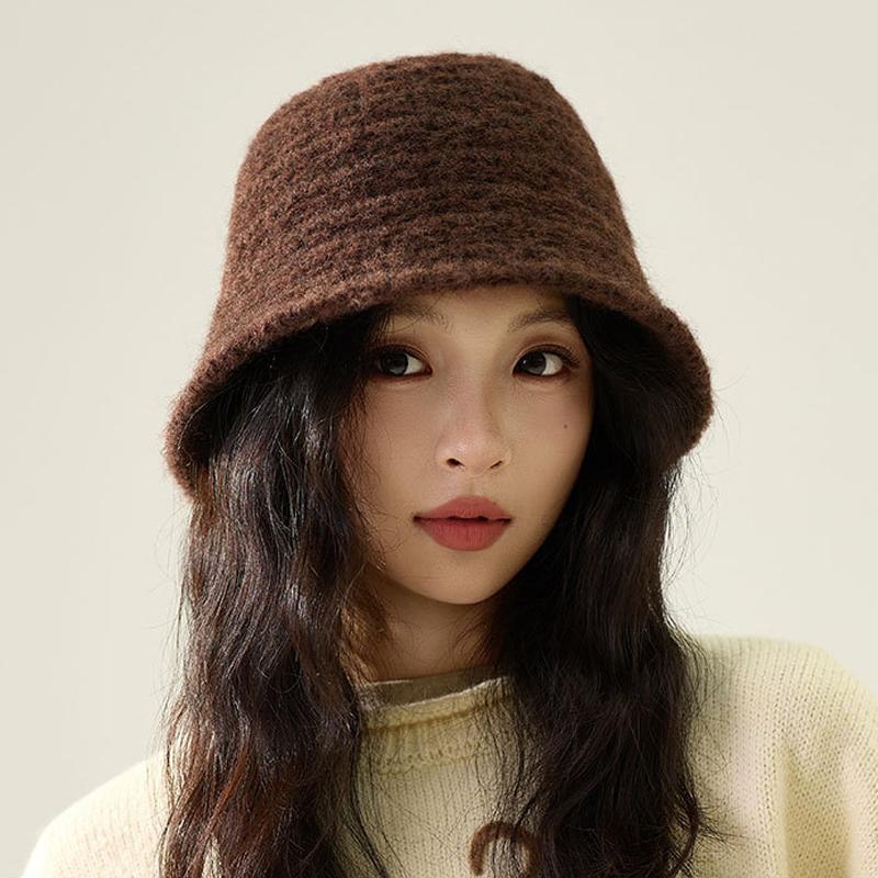 Knitted Fisherman Hat Women's Autumn Winter Ear Protection Bucket Hat Basin Hat
