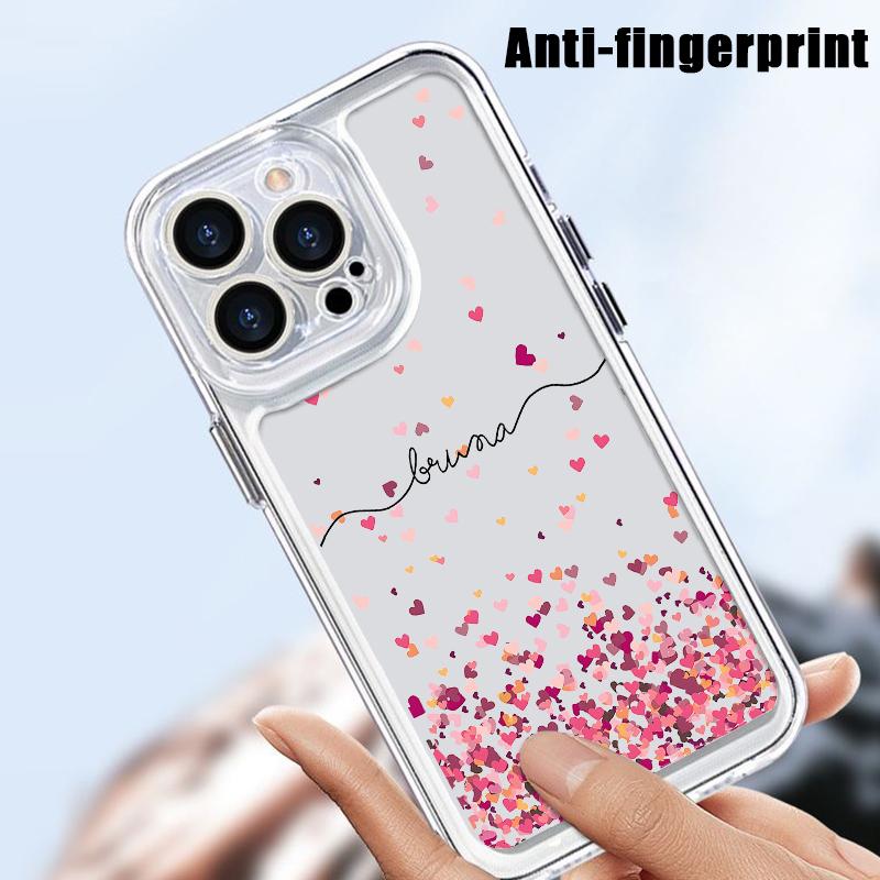 For iPhone 16 Pro 15 14 Plus 13 12 Mini 11 Pro Max Xs Xr 8 7 Shockproof Love Hearts Pattern Silicone Soft Slim Transparent Lens Protection Case Cover
