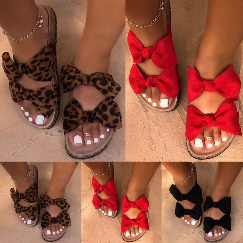 Stylish Women Ladies Slip On Peep Toe Bow Sliders Flatform Platform Sandals Shoes