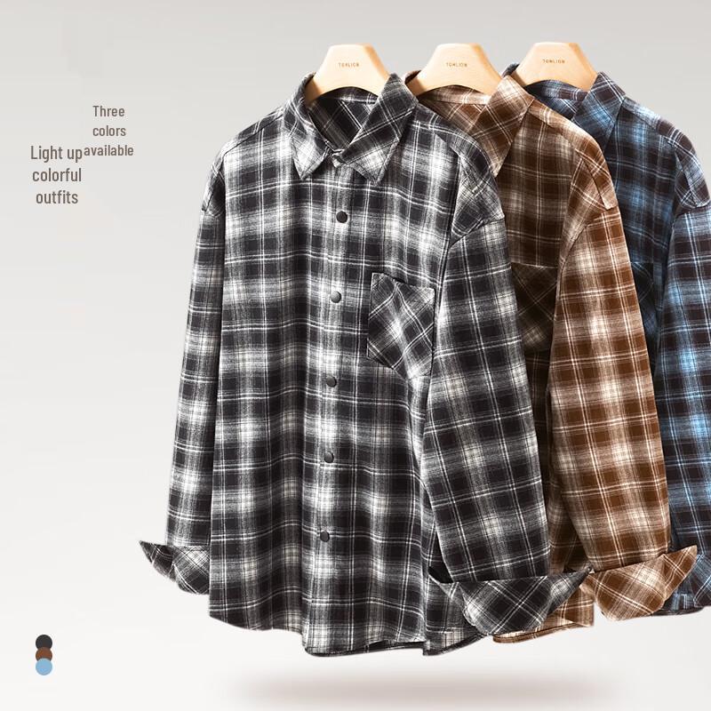 VANCL Men's Long Sleeve Retro Plaid Flannel Shirt