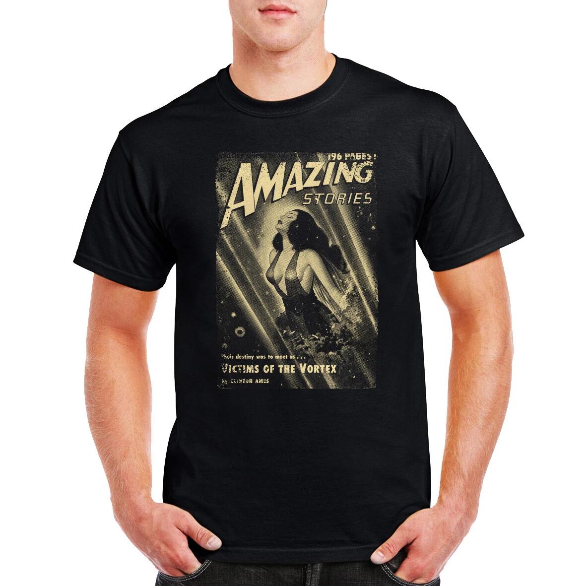 Amazing Stories T-Shirt Victims of the Vortex Pulp Magazine Art Birthday Gift S