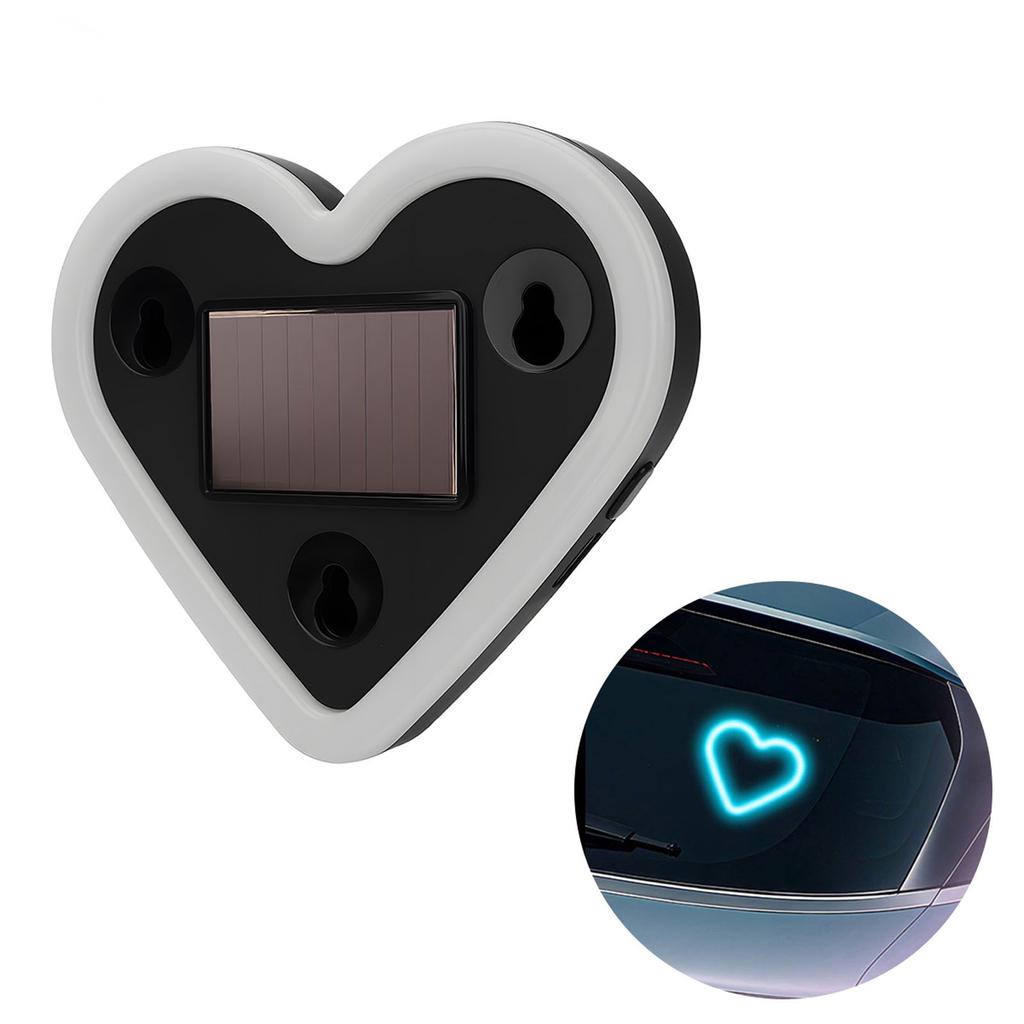 Solar-powered Heart-shaped LED Ambient Light For Car Interior Decoration, Heart-shaped Neon Decorative Light.