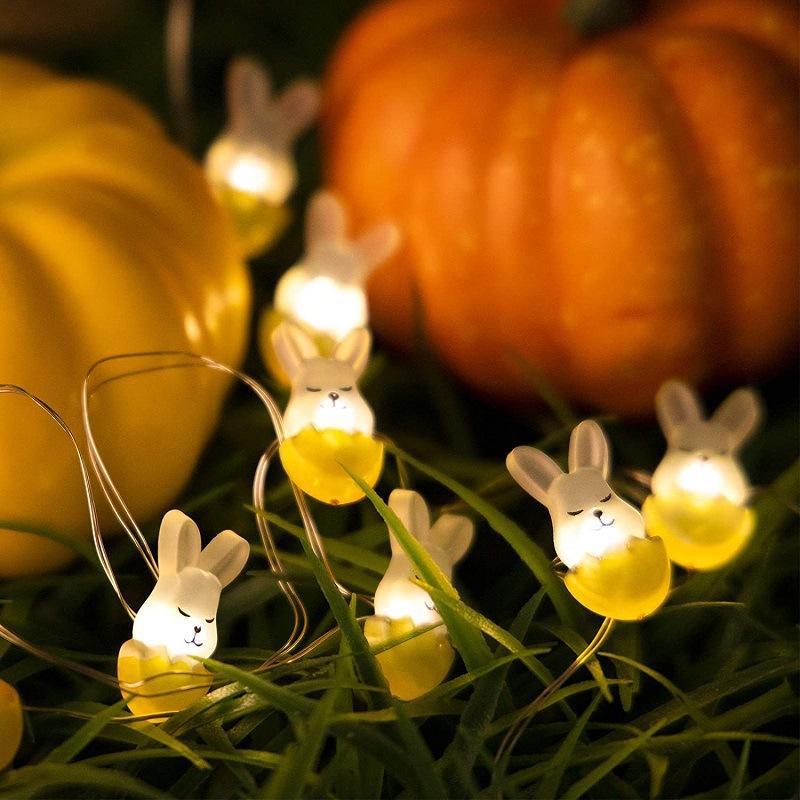 Oster-LED-Hasen-Lichterkette, Karotte, Kaninchen, Lichterkette, Geschenke, Ostern, Party, Heimdekoration, Zubehör HMM