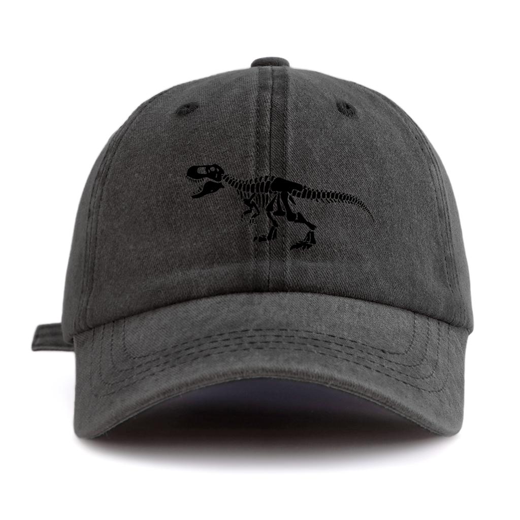pc Black T Rex Print Washed Baseball Cap for Adults  Minimalist Retro Style Casual Soft Adjustable Dad Hat Perfect As Gift