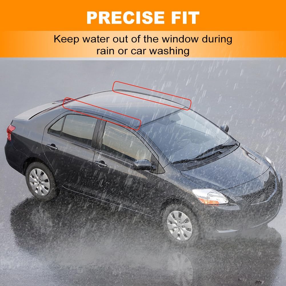 JDMON Roof Drip Molding Strips Weatherstrip Compatible with Toyota Yaris Sedan 2007-2012, Replace 7555152160 7555252140, Left and Right, 2 PCS