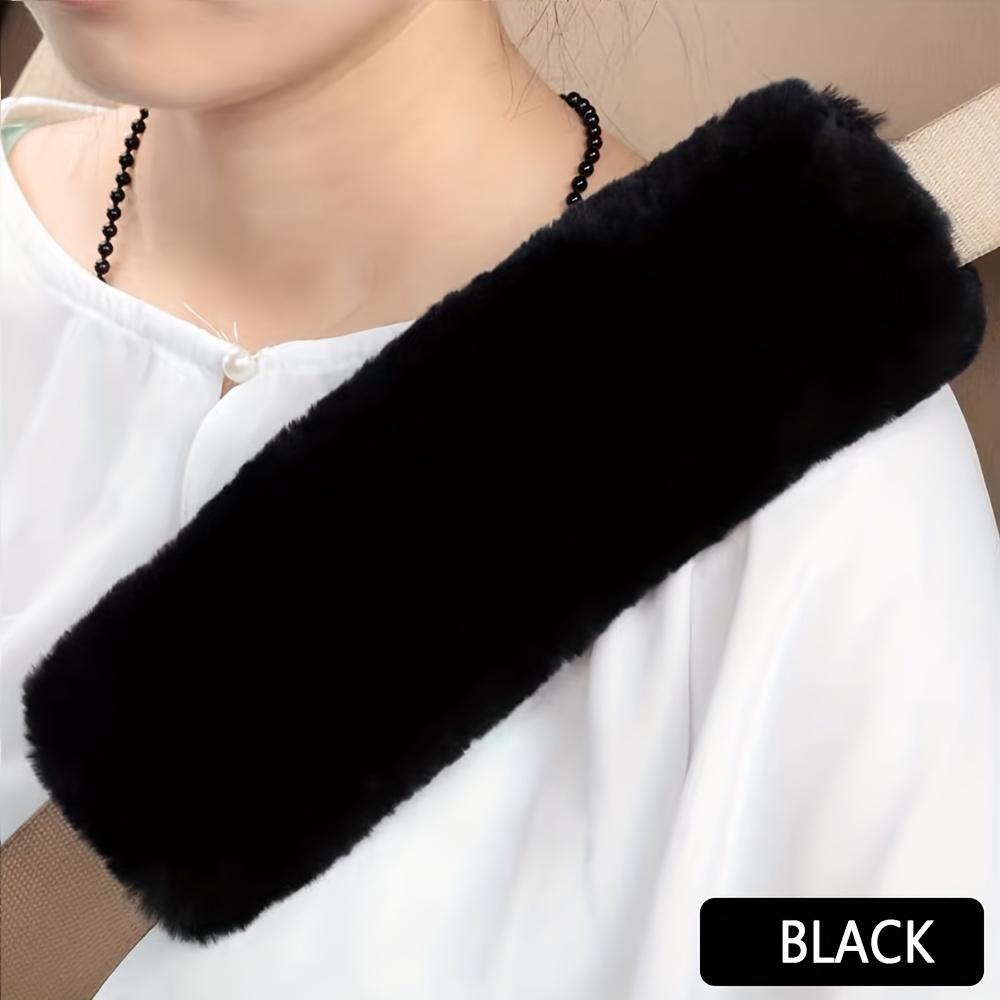 2pcs Soft Plush Car Interior Seat Belt Cover, Anti-leakage Cross Bag Strap Shoulder Protector for Winter