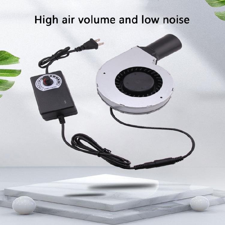 12V 5500RPM Blower Fan with Air Collecting Duct for BBQ Grills and Firewood Stove with Adjustable Speed and 35CFM Output