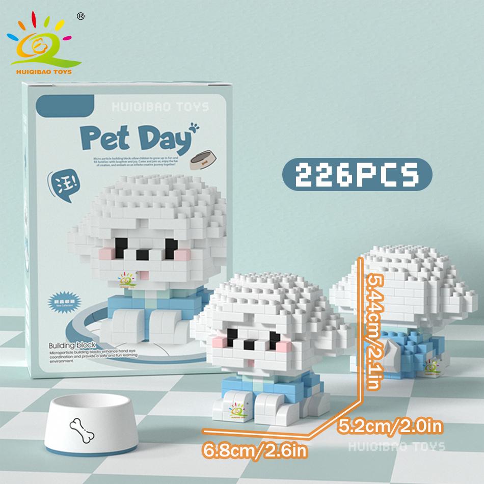 MINI Working Cat Pet Dog Micro Model Building Block Set Kids City Cartoon Animal Diamond Bricks Educational Toys Adult