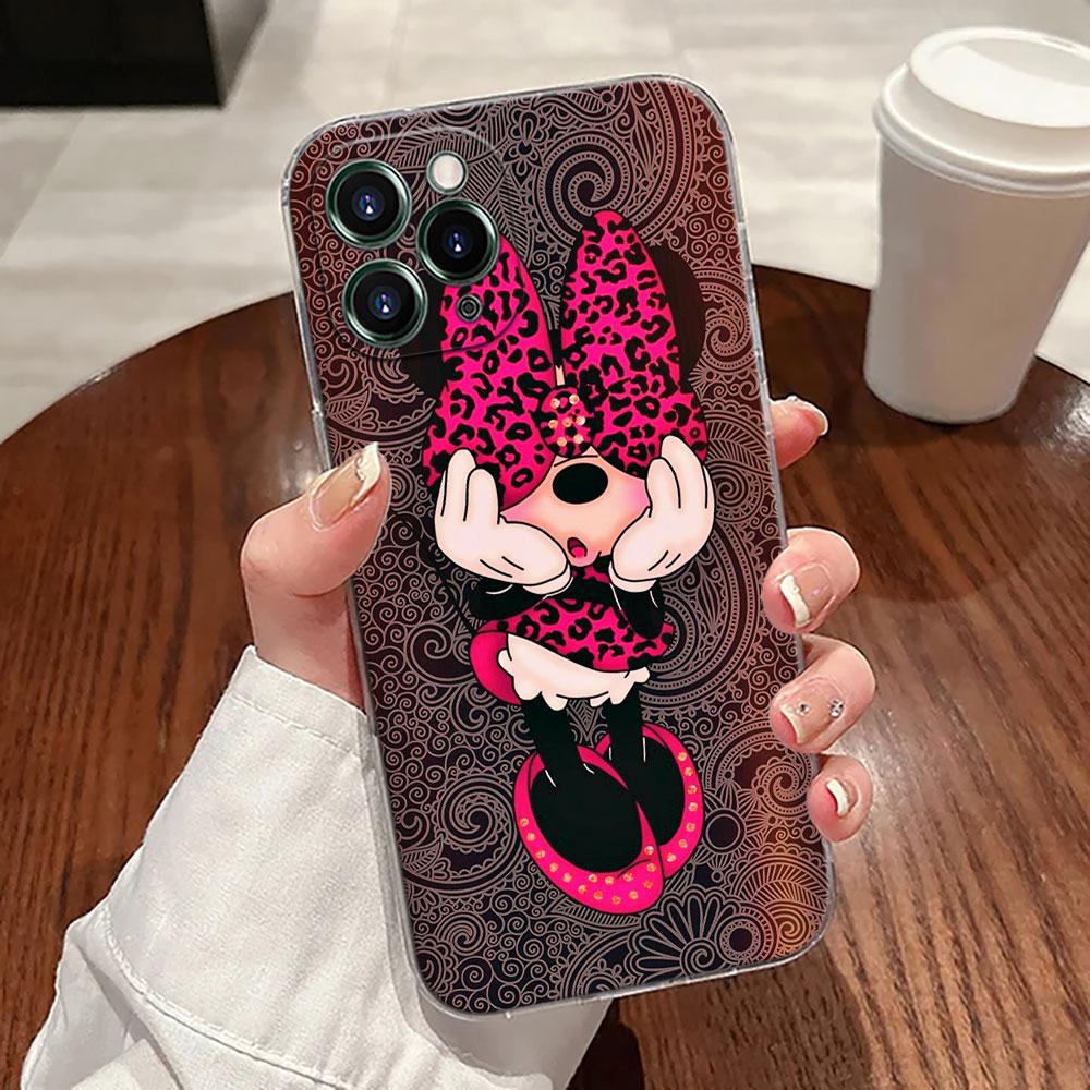 Cartoon Minnie Mouse Transparent Phone Case For iPhone 17 Pro Max 17E 11 12 13 14 15 16 Pro Max Plus 17 Air 16E 7 X Disney Cover