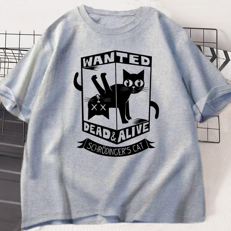 Funny Black Cat Tshirts Cotton Causal Loose Tshirt Printed Round Neck Short Sleeve Cat Lover T Shirt Harajuku Streetwear Tops